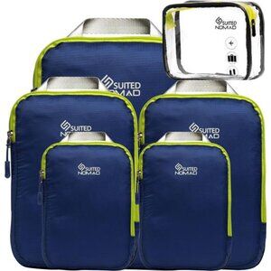 Compression Packing Cubes Set,Ultralight Travel Organizer Bags,Deep Blue